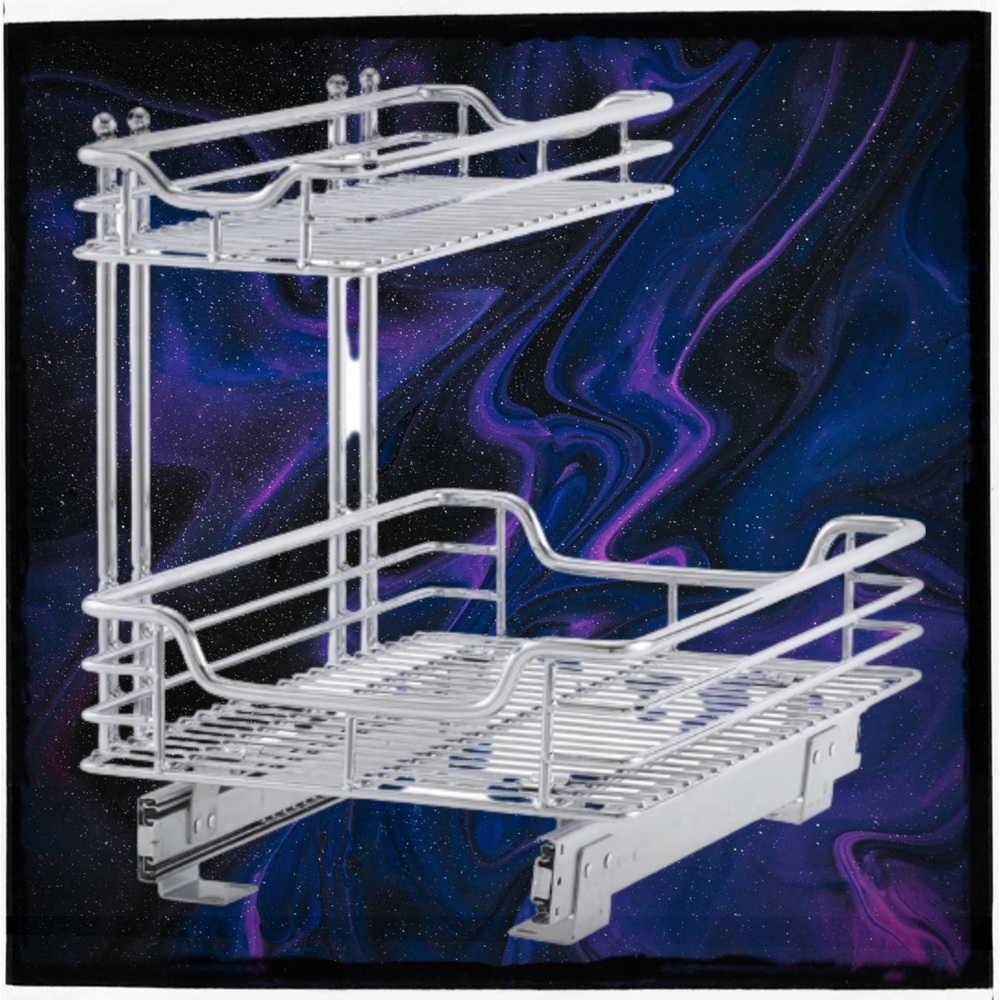 Glidez Under Sink Sliding Organizer | Pull Out Cabinet Shelf | Chrome | 12.5 Inc